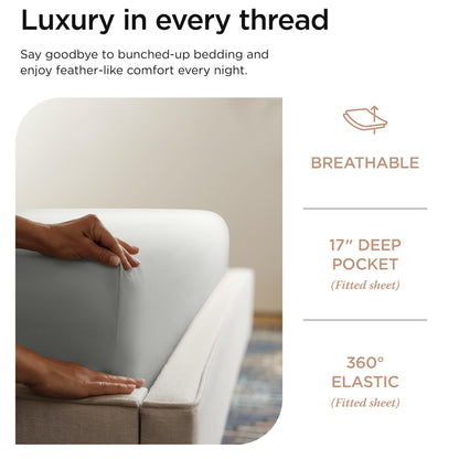 The Tribalist - Threadmill: 100% Premium Supima Cotton Sheets Set with Elasticized Deep Pocket