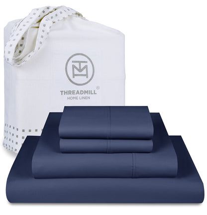 The Tribalist - Threadmill: 100% Premium Supima Cotton Sheets Set with Elasticized Deep Pocket