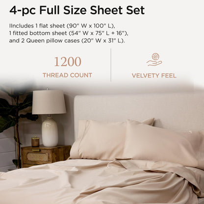 The Tribalist - Threadmill: 100% Premium Supima Cotton Sheets Set with Elasticized Deep Pocket