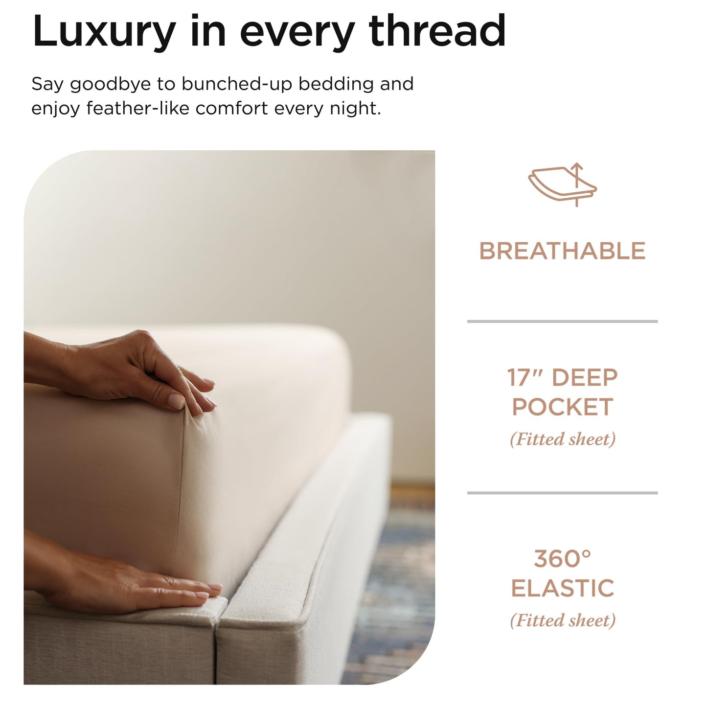 The Tribalist - Threadmill: 100% Premium Supima Cotton Sheets Set with Elasticized Deep Pocket