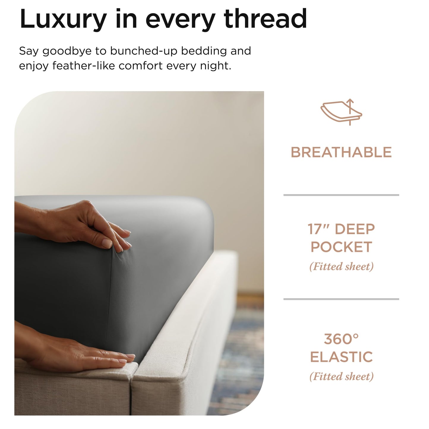 The Tribalist - Threadmill: 100% Premium Supima Cotton Sheets Set with Elasticized Deep Pocket