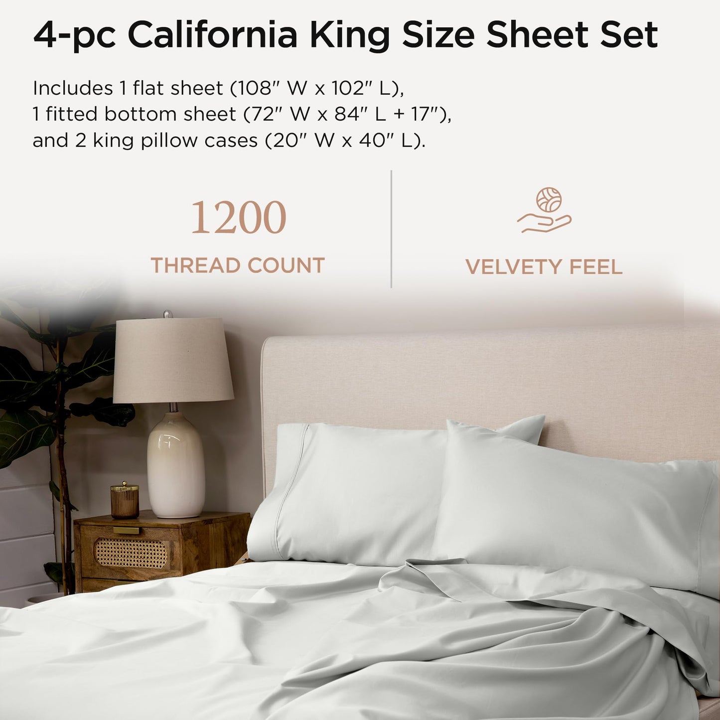 The Tribalist - Threadmill: 100% Premium Supima Cotton Sheets Set with Elasticized Deep Pocket