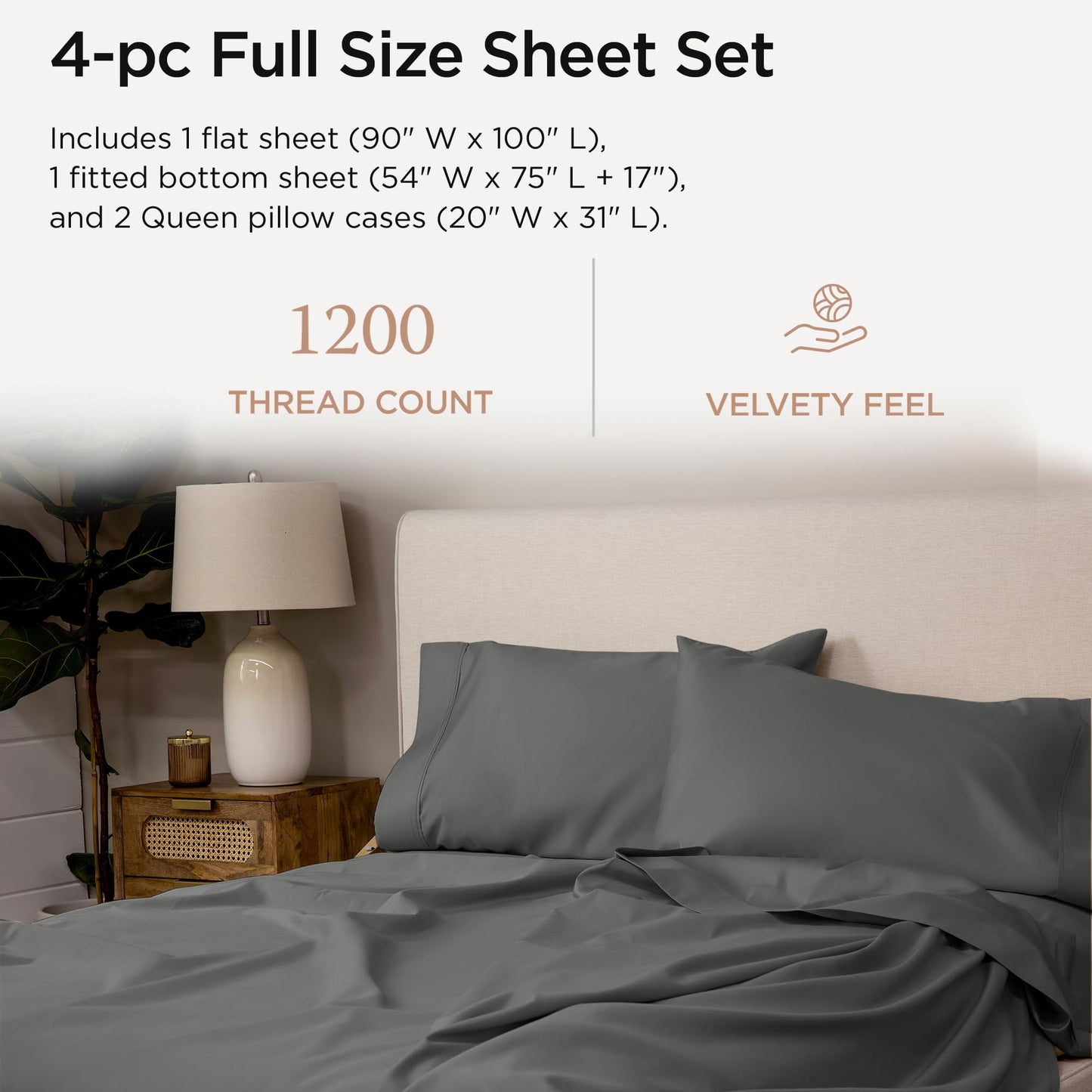 The Tribalist - Threadmill: 100% Premium Supima Cotton Sheets Set with Elasticized Deep Pocket