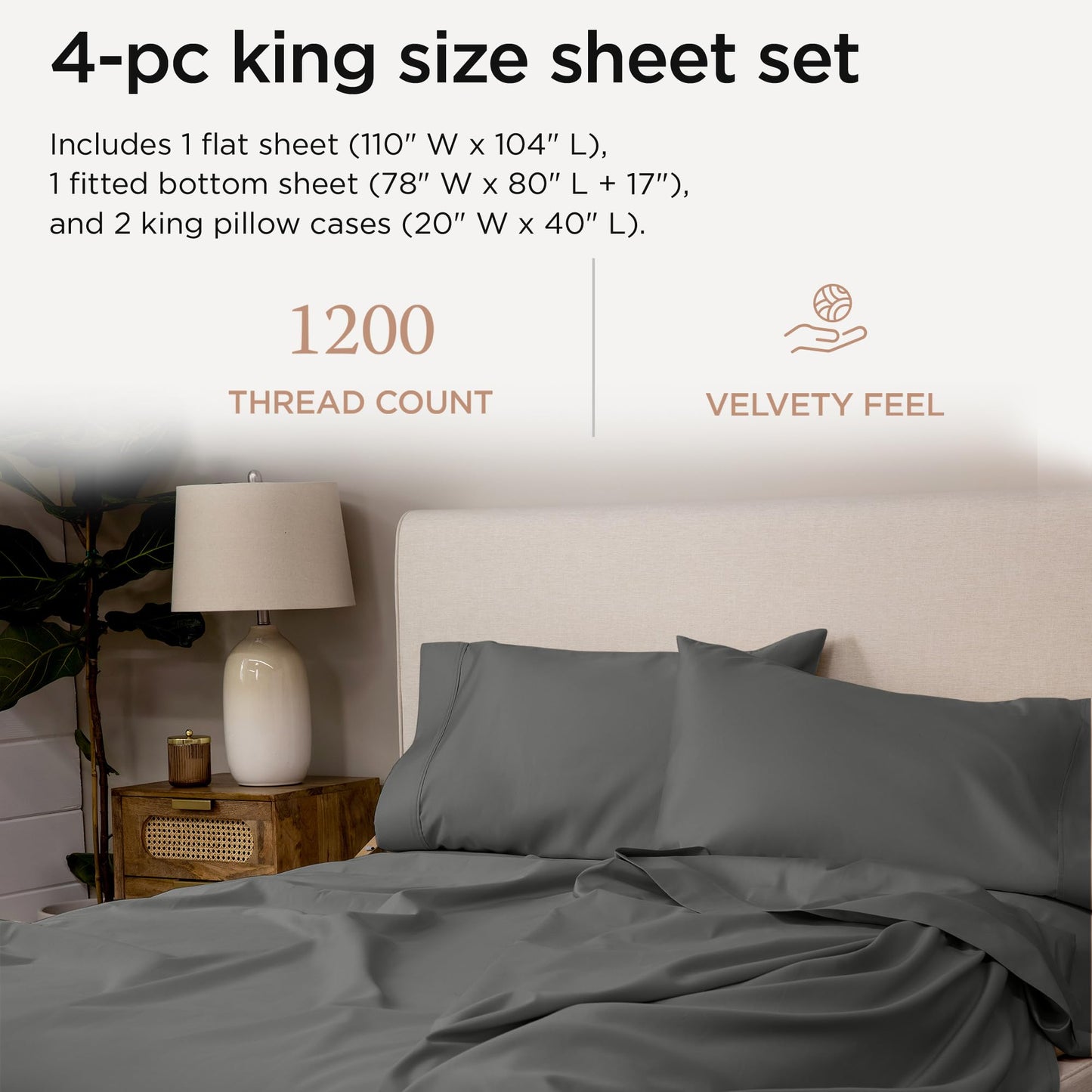 The Tribalist - Threadmill: 100% Premium Supima Cotton Sheets Set with Elasticized Deep Pocket