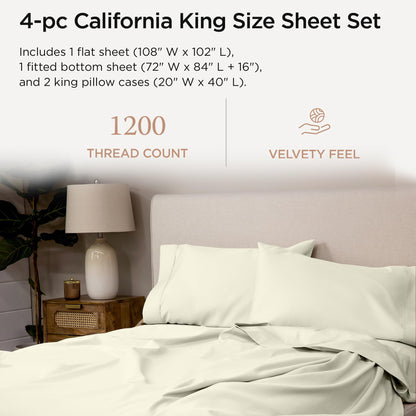 The Tribalist - Threadmill: 100% Premium Supima Cotton Sheets Set with Elasticized Deep Pocket