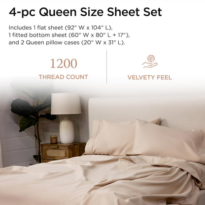 The Tribalist - Threadmill: 100% Premium Supima Cotton Sheets Set with Elasticized Deep Pocket