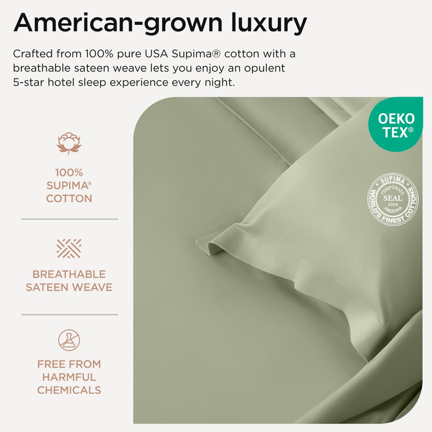 The Tribalist - Threadmill: 100% Premium Supima Cotton Sheets Set with Elasticized Deep Pocket