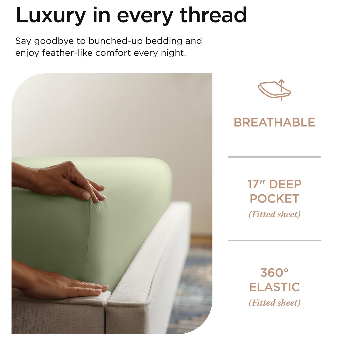 The Tribalist - Threadmill: 100% Premium Supima Cotton Sheets Set with Elasticized Deep Pocket