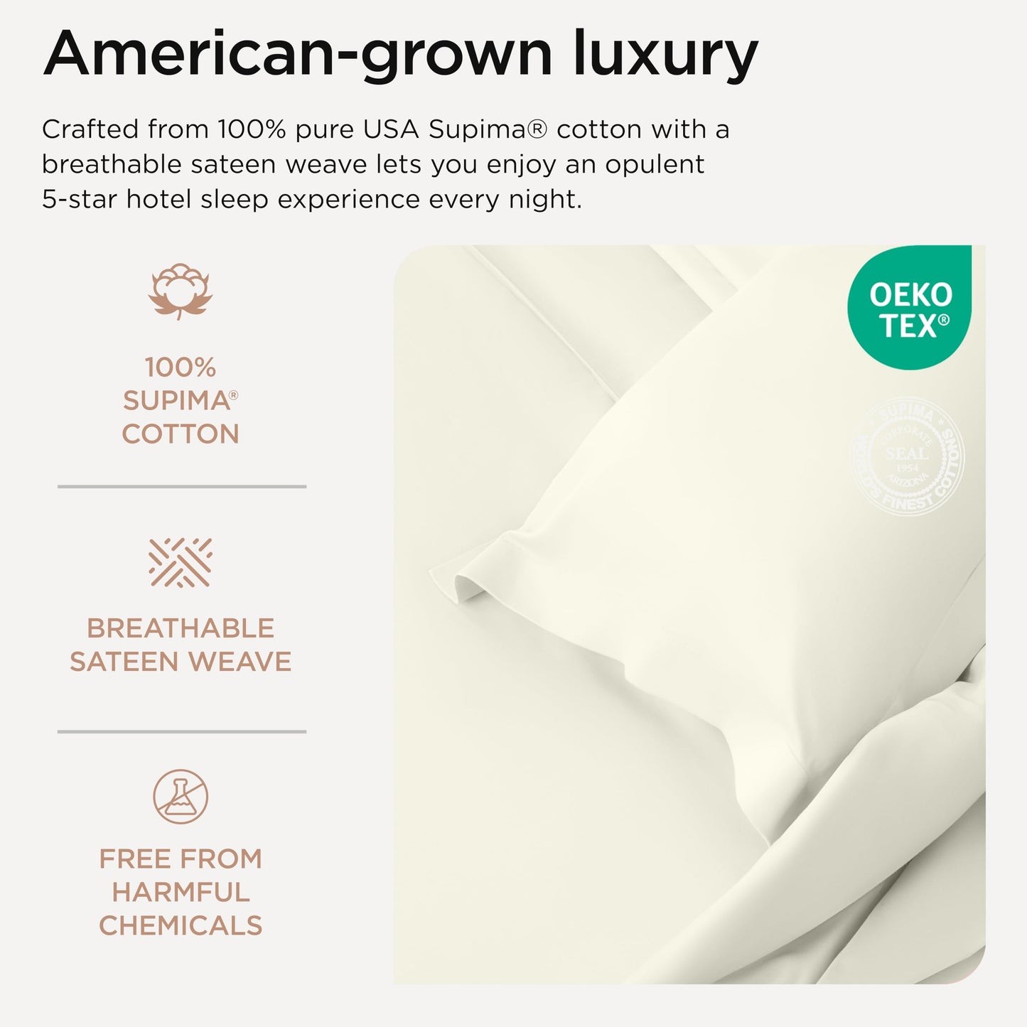 The Tribalist - Threadmill: 100% Premium Supima Cotton Sheets Set with Elasticized Deep Pocket