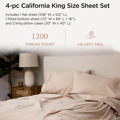 The Tribalist - Threadmill: 100% Premium Supima Cotton Sheets Set with Elasticized Deep Pocket