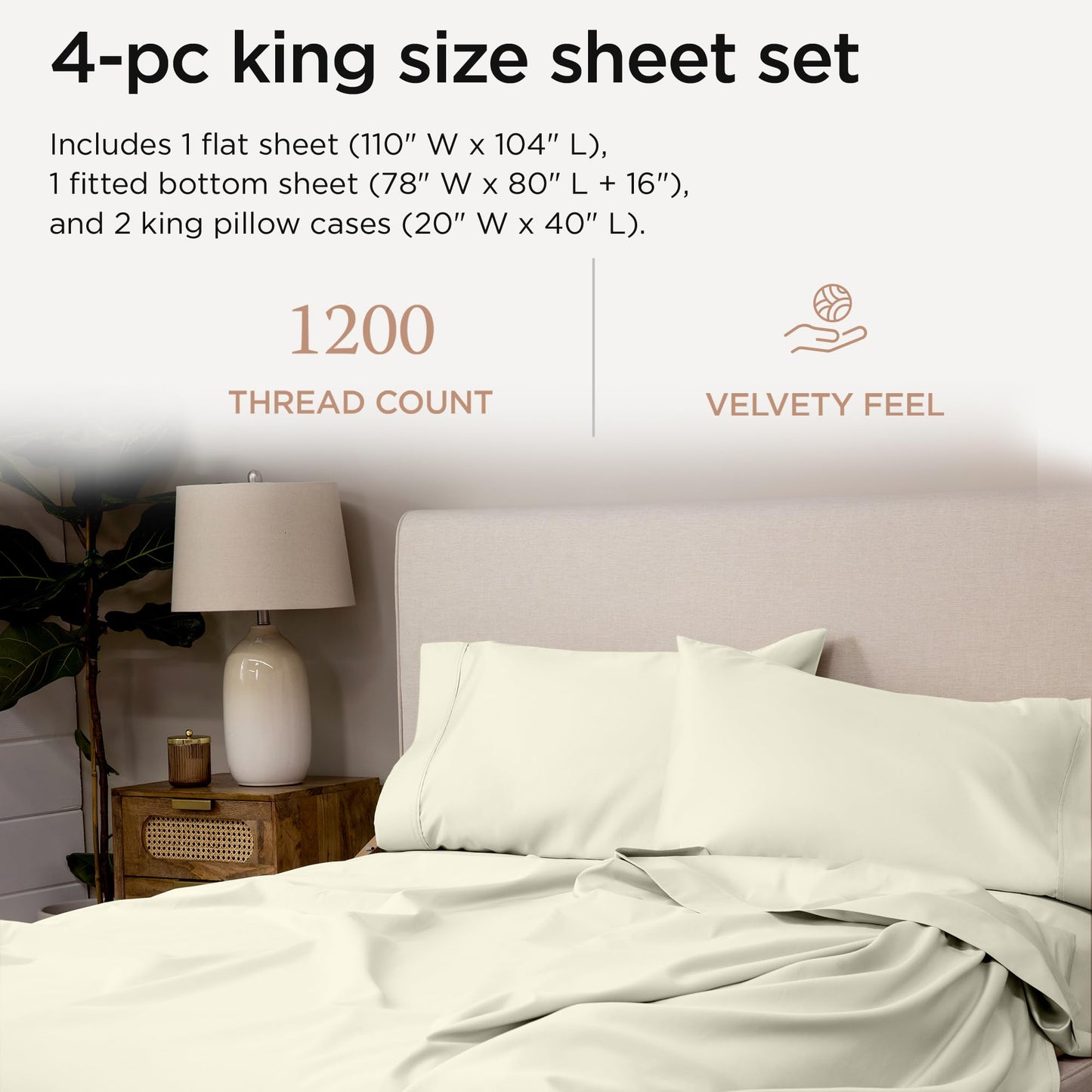 The Tribalist - Threadmill: 100% Premium Supima Cotton Sheets Set with Elasticized Deep Pocket