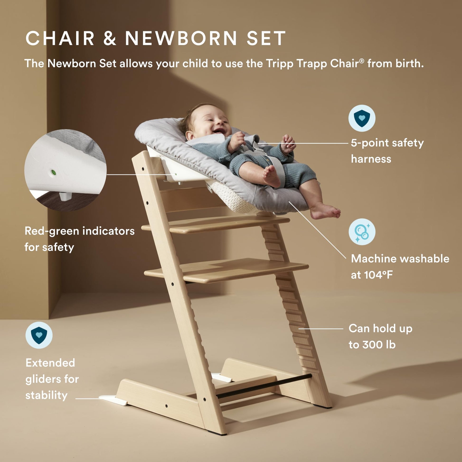 Stokke: Tripp Trapp Adjustable Chair and Newborn Set (Up to 20 lbs) - The Tribalist