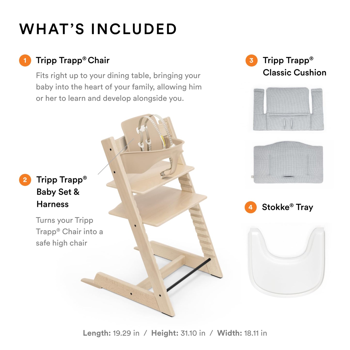 Stokke: Tripp Trapp Adjustable Chair and Newborn Set (Up to 20 lbs) - The Tribalist