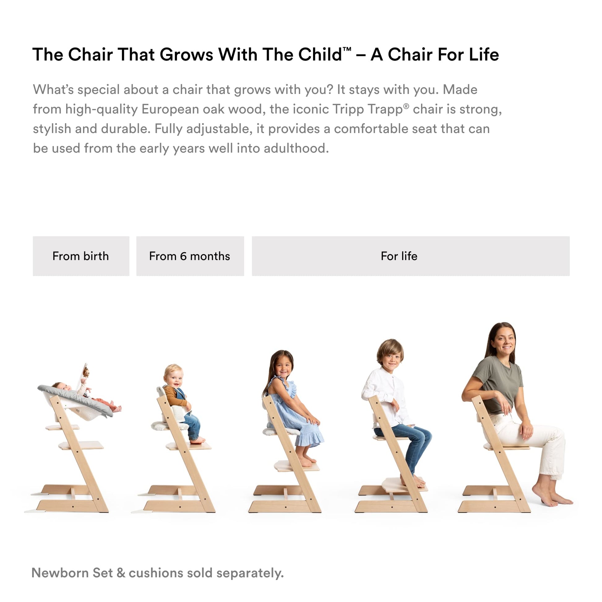 Stokke: Tripp Trapp Adjustable Chair and Newborn Set (Up to 20 lbs) - The Tribalist