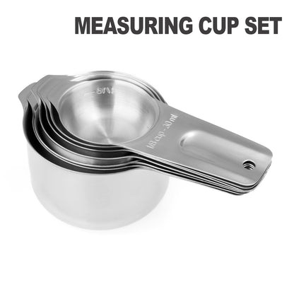 ALLWIN - HOUSEWARE: 13 - piece Measuring Cups and Spoons Set, 18/8 Stainless Steel, Ergonomic Handle with Ring Connector - The Tribalist