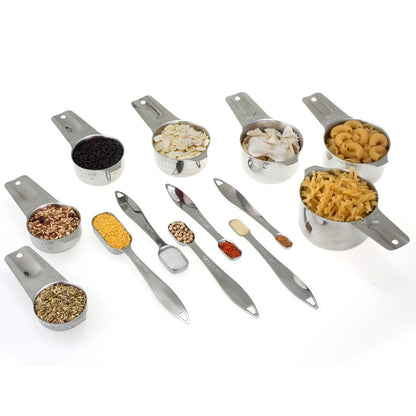 ALLWIN - HOUSEWARE: 13 - piece Measuring Cups and Spoons Set, 18/8 Stainless Steel, Ergonomic Handle with Ring Connector - The Tribalist