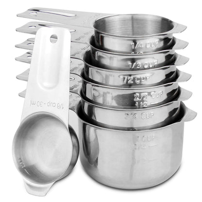 ALLWIN - HOUSEWARE: 13 - piece Measuring Cups and Spoons Set, 18/8 Stainless Steel, Ergonomic Handle with Ring Connector - The Tribalist