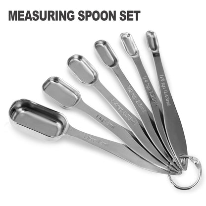 ALLWIN - HOUSEWARE: 13 - piece Measuring Cups and Spoons Set, 18/8 Stainless Steel, Ergonomic Handle with Ring Connector - The Tribalist