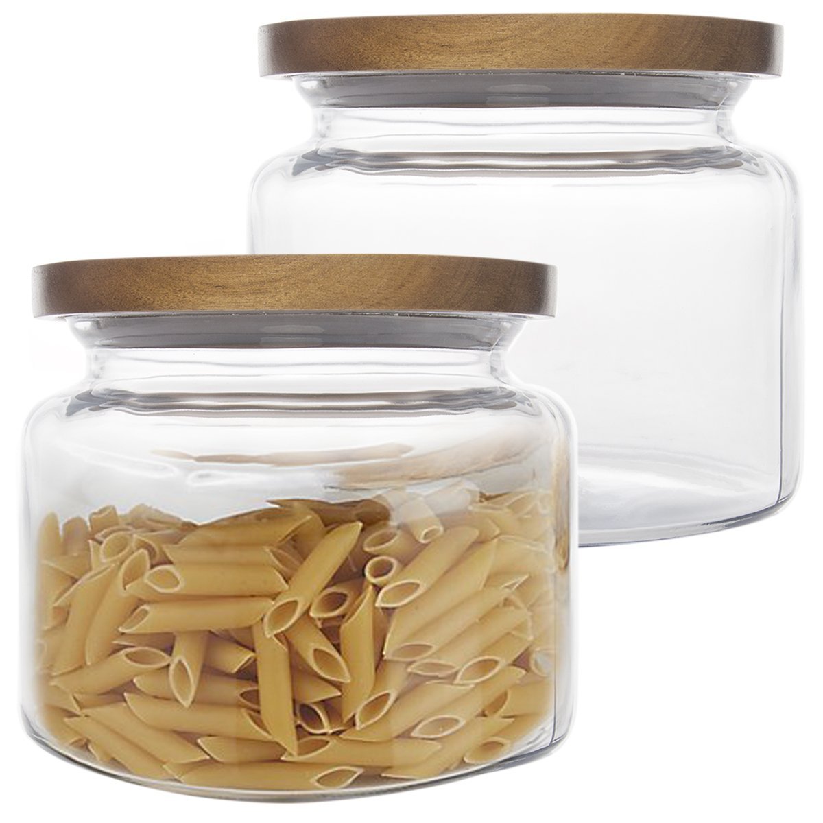 The Tribalist - Anchor Hocking: 48oz Glass Jars Kitchen Canister With Wood Lids (Pack of 2)