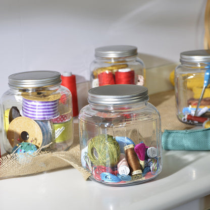 The Tribalist - Anchor Hocking: Clear Glass Jar with Brushed Aluminum Lid (Set of 4)