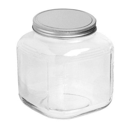 The Tribalist - Anchor Hocking: Clear Glass Jar with Brushed Aluminum Lid (Set of 4)