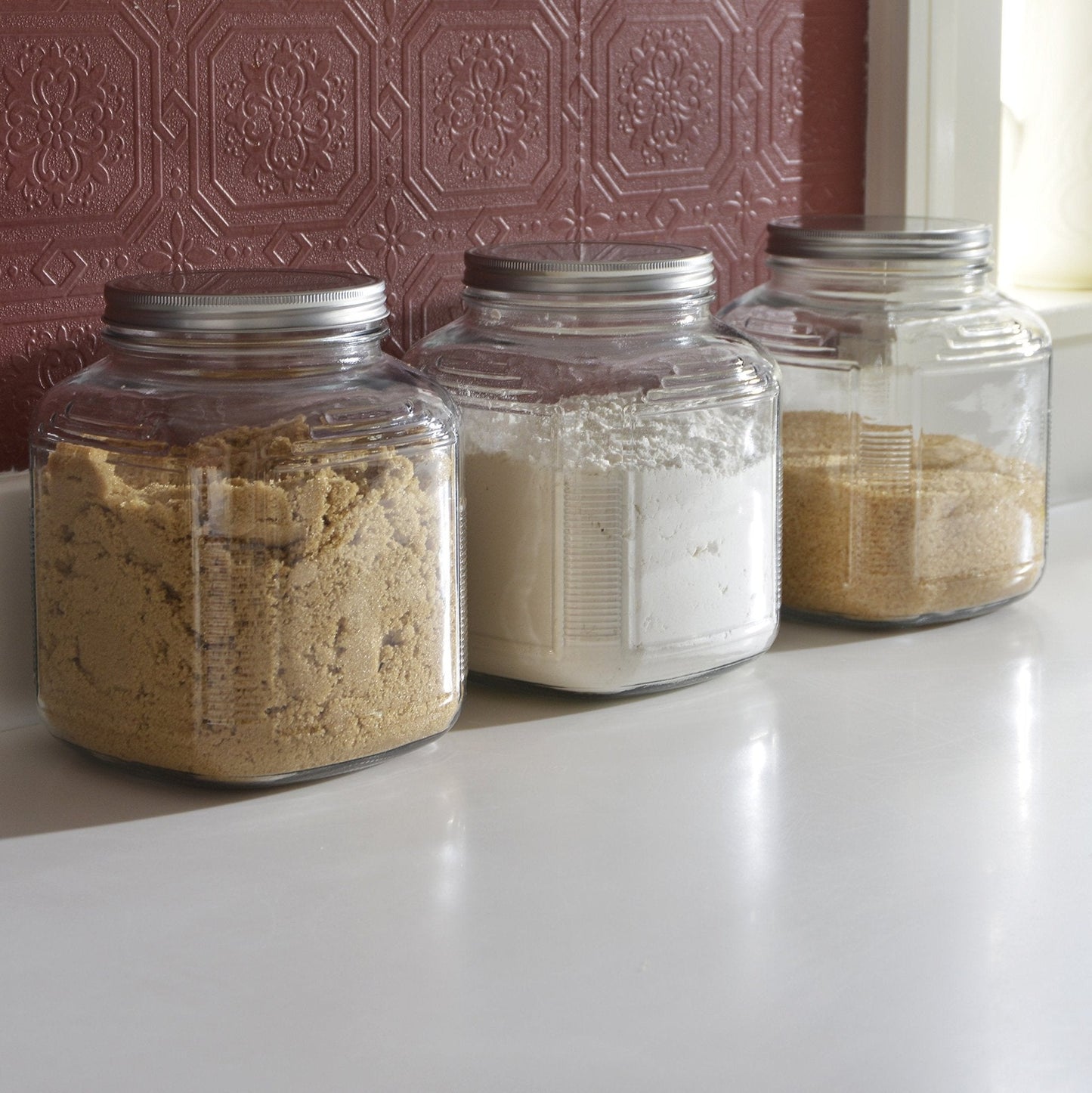 The Tribalist - Anchor Hocking: Clear Glass Jar with Brushed Aluminum Lid (Set of 4)