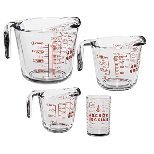 Anchor Hocking: Glass Measuring Cups (5-Oz, 1, 2, and 4-cup) - The Tribalist