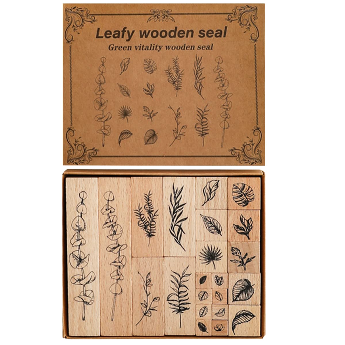 Arcemain: Wooden Rubber Stamps - Vintage Plant & Flower Designs (Set of 22) - The Tribalist