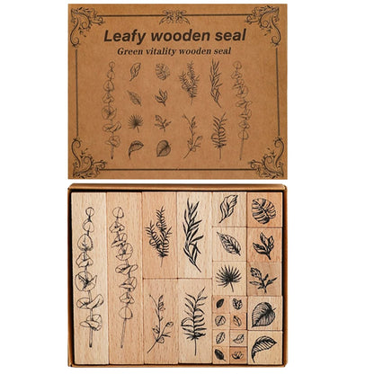 Arcemain: Wooden Rubber Stamps - Vintage Plant & Flower Designs (Set of 22) - The Tribalist