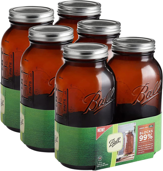 Ball: Jar Canning Amber Microwaveable and Dishwasher Safe (1/2 gal, Set of 6) - The Tribalist