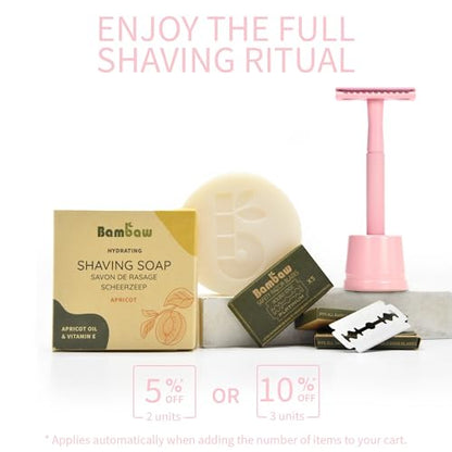 The Tribalist - Bambaw: Plastic Free Safety Razor for Women with 5 Double Edge Safety Razor Blades