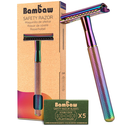 The Tribalist - Bambaw: Plastic Free Safety Razor for Women with 5 Double Edge Safety Razor Blades