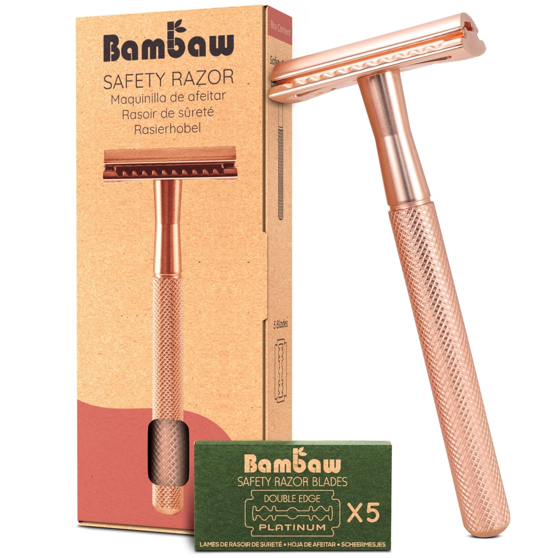 The Tribalist - Bambaw: Plastic Free Safety Razor for Women with 5 Double Edge Safety Razor Blades