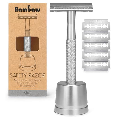 The Tribalist - Bambaw: Plastic Free Safety Razor for Women with 5 Double Edge Safety Razor Blades