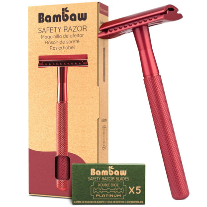 The Tribalist - Bambaw: Plastic Free Safety Razor for Women with 5 Double Edge Safety Razor Blades