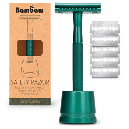 The Tribalist - Bambaw: Plastic Free Safety Razor for Women with 5 Double Edge Safety Razor Blades