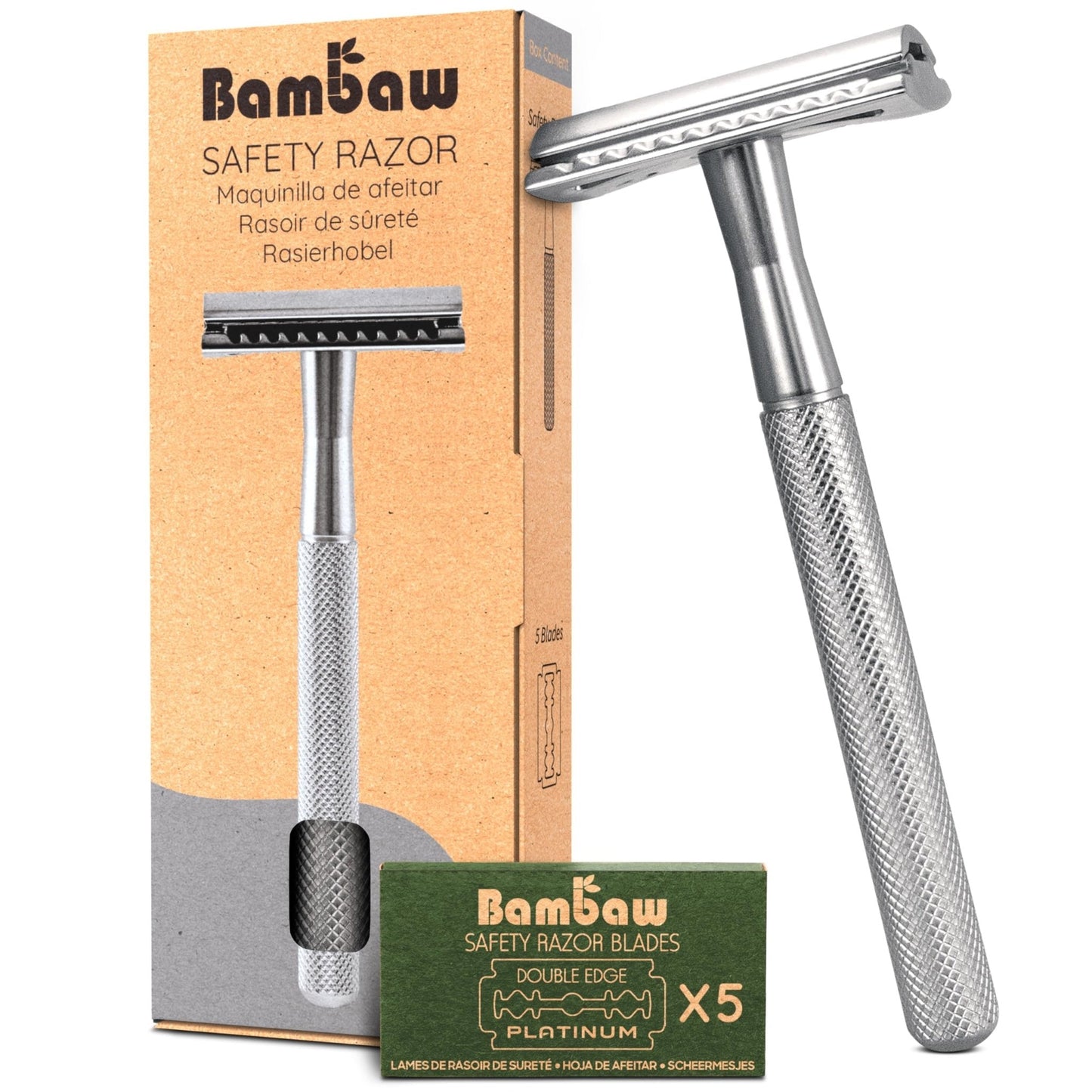 The Tribalist - Bambaw: Plastic Free Safety Razor for Women with 5 Double Edge Safety Razor Blades