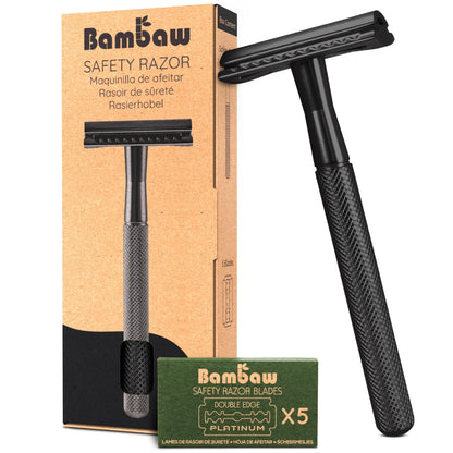 The Tribalist - Bambaw: Plastic Free Safety Razor for Women with 5 Double Edge Safety Razor Blades