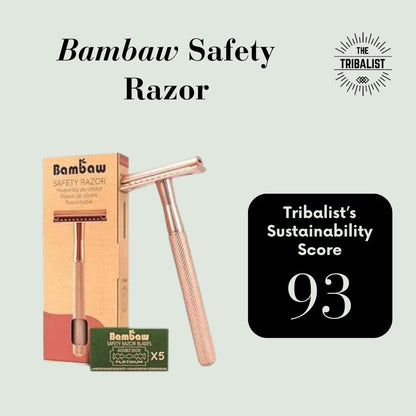 The Tribalist - Bambaw: Plastic Free Safety Razor for Women with 5 Double Edge Safety Razor Blades