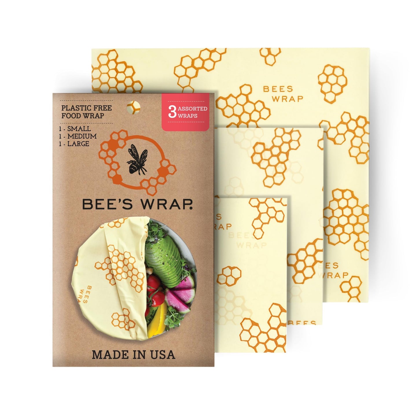 Bee's Wrap Fun Design Reusable Beeswax Food Wraps, 3 Pack - The Tribalist