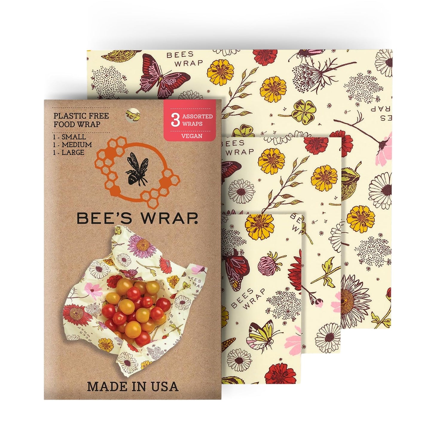 Bee's Wrap Fun Design Reusable Beeswax Food Wraps, 3 Pack - The Tribalist