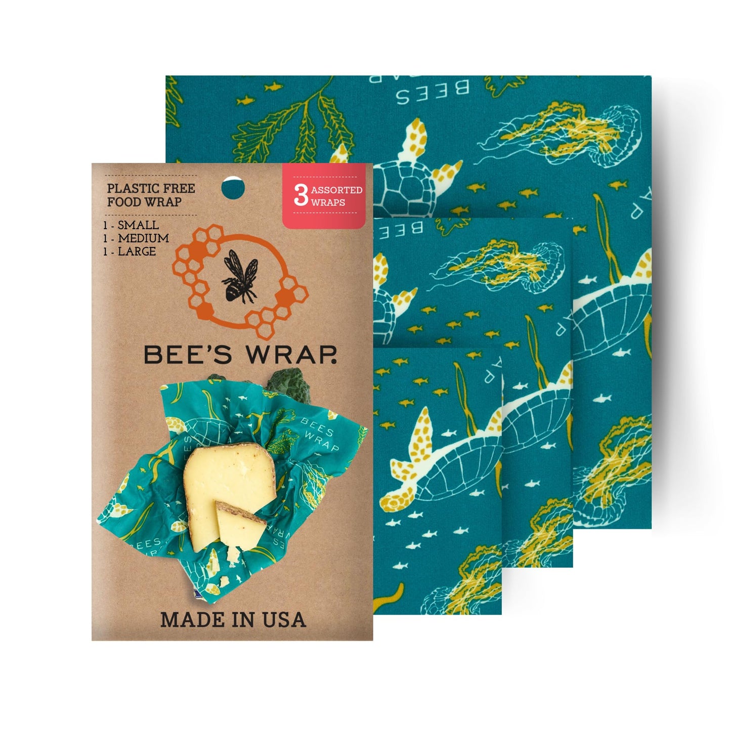 Bee's Wrap Fun Design Reusable Beeswax Food Wraps, 3 Pack - The Tribalist