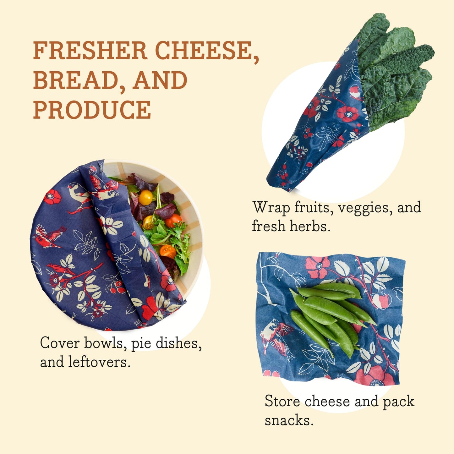 Bee's Wrap Fun Design Reusable Beeswax Food Wraps, 3 Pack - The Tribalist