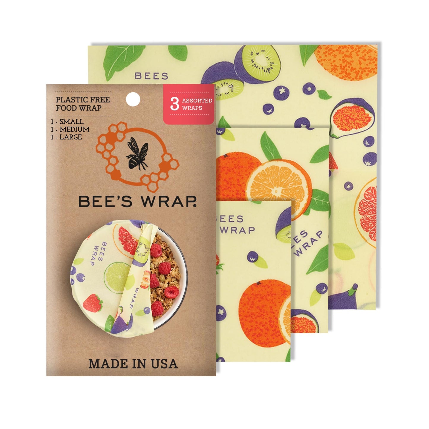 Bee's Wrap Fun Design Reusable Beeswax Food Wraps, 3 Pack - The Tribalist