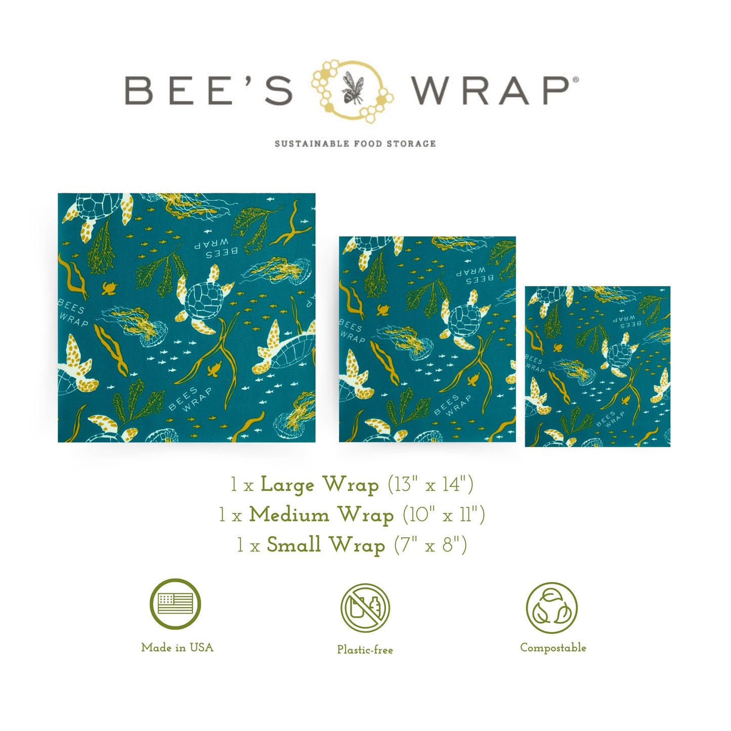 Bee's Wrap Fun Design Reusable Beeswax Food Wraps, 3 Pack - The Tribalist