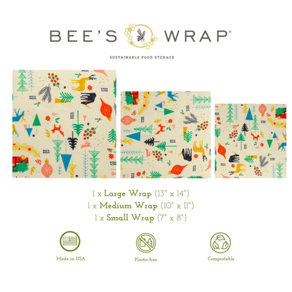 Bee's Wrap Fun Design Reusable Beeswax Food Wraps, 3 Pack - The Tribalist