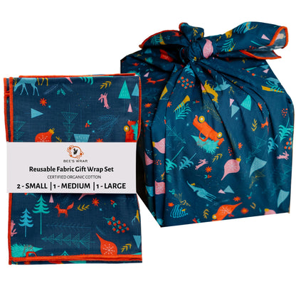 Bee's Wrap: Reusable Christmas Wrapping Paper – Organic Cotton (Pack of 4 - 2 - S, 1 - M, 1 - L) - The Tribalist