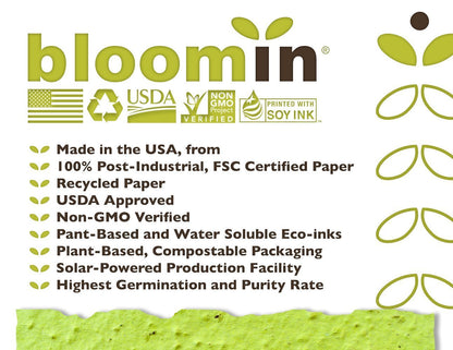 Bloomin: Plantable Seed Paper Greeting Cards - 100% Recycled Paper (Pack of 8) - The Tribalist