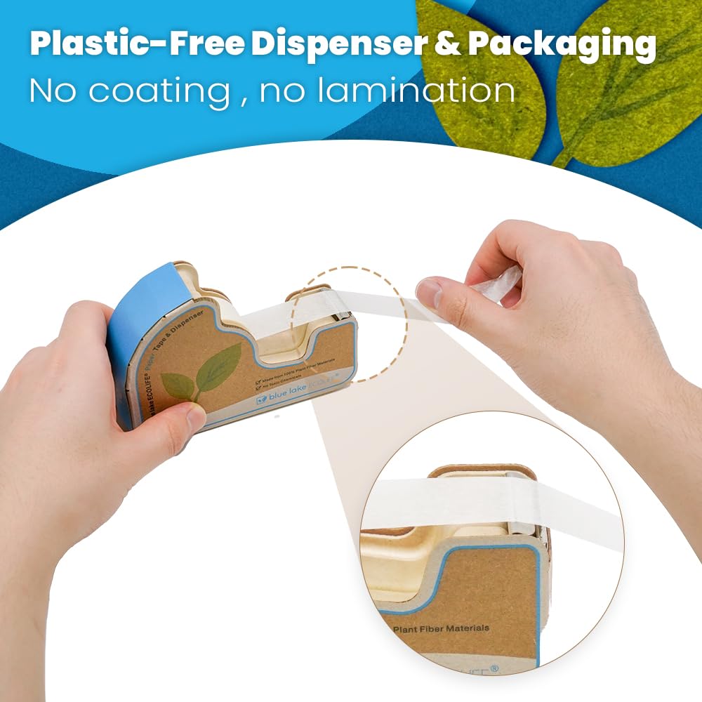 Blue Lake: Tape Dispenser with Plant - Based Tape Rolls – Plastic - Free, Sustainable, and Refillable - The Tribalist