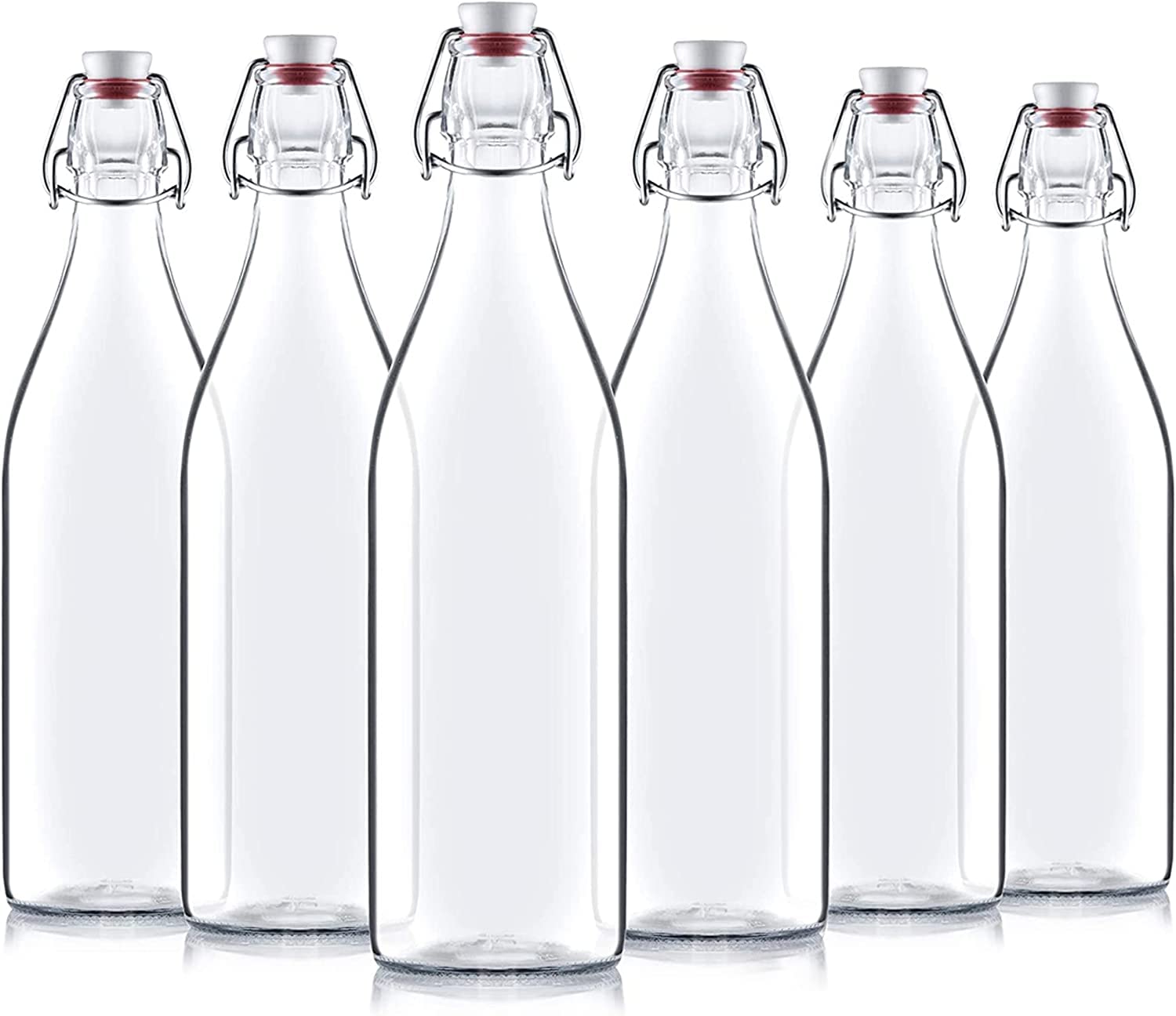 Bormioli Rocco: Round Base Giara Glass Bottles with Grolsch Flip Top and Stopper (1 Liter) - The Tribalist